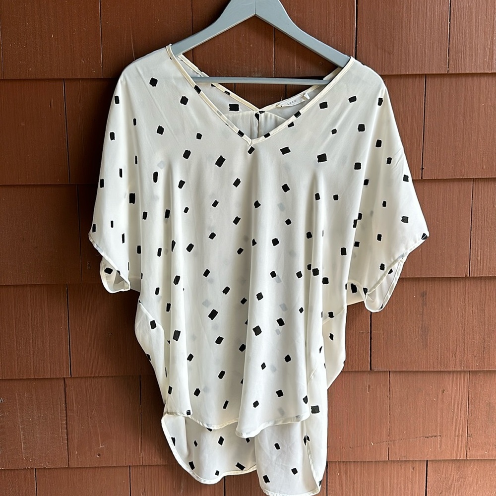LUSH Cream/Black Blouse- Size Large